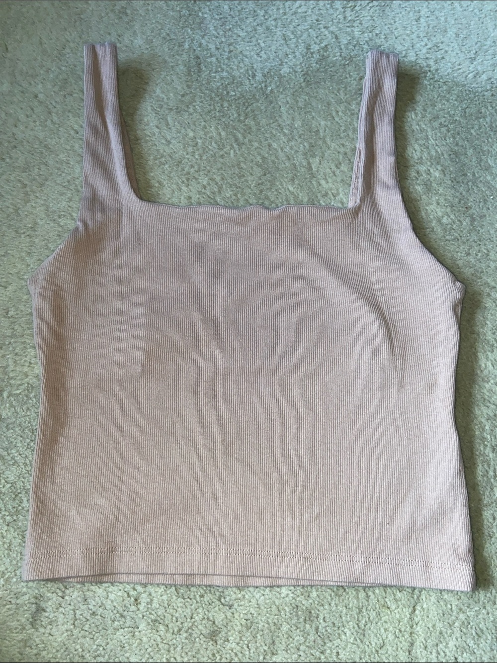 Zara Ribbed Square Neck Tank -Cropped